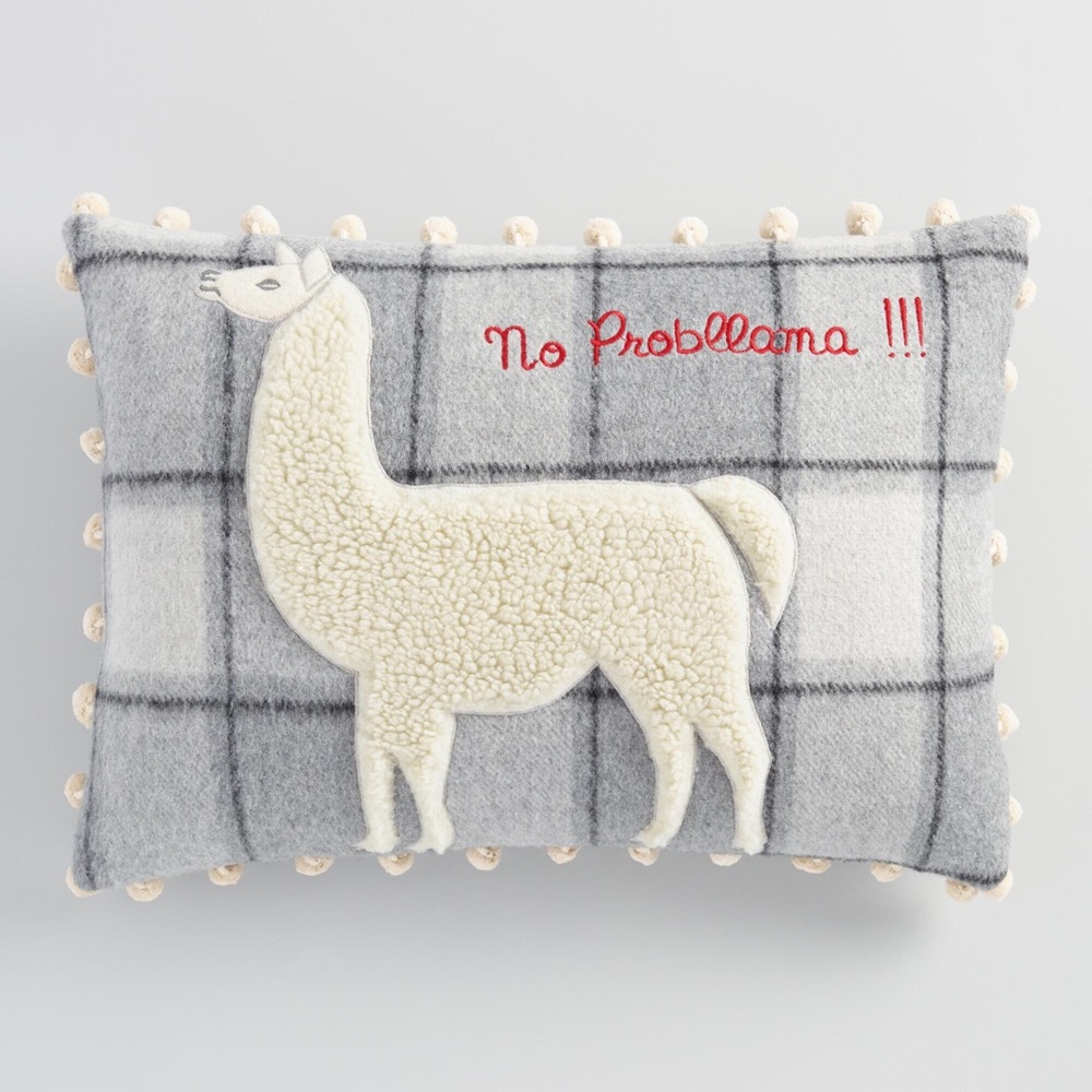 “No Prob Llama” Wool Throw Pillow